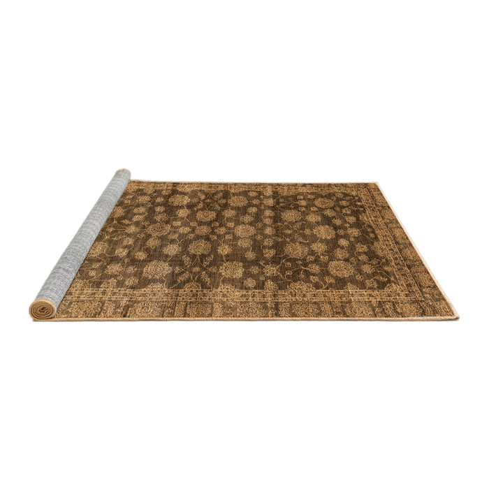 Sideview of Machine Washable Abstract Saddle Brown Rug, wshabs3230