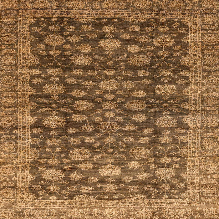 Square Abstract Saddle Brown Oriental Rug, abs3230
