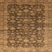 Square Abstract Saddle Brown Oriental Rug, abs3230