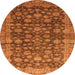 Round Machine Washable Oriental Orange Traditional Area Rugs, wshabs3230org