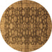 Round Machine Washable Oriental Brown Traditional Rug, wshabs3230brn