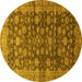 Round Oriental Yellow Traditional Rug, abs3230yw