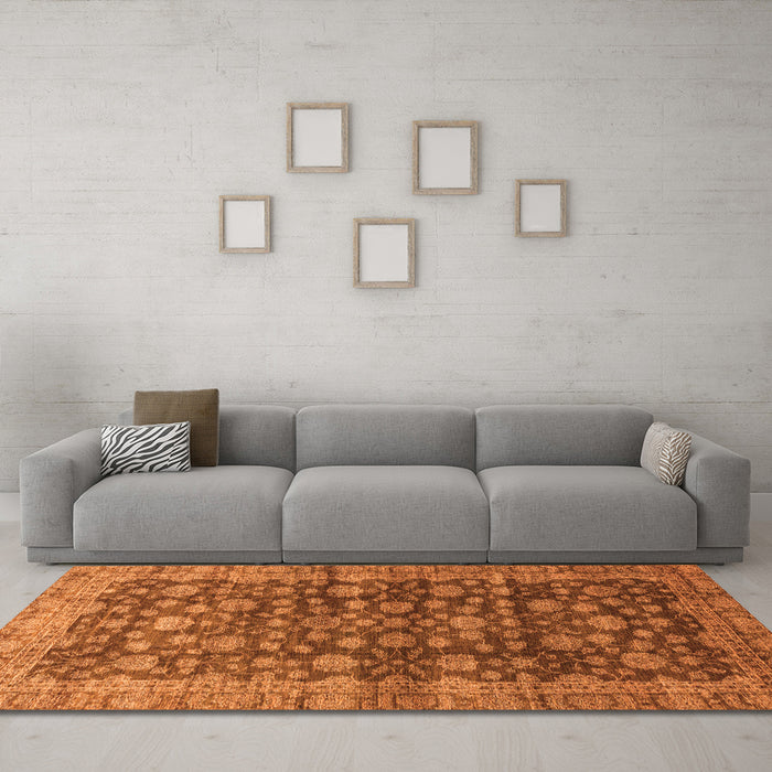 Machine Washable Oriental Orange Traditional Area Rugs in a Living Room, wshabs3230org