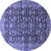 Round Machine Washable Oriental Blue Traditional Rug, wshabs3230blu