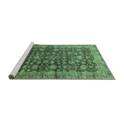 Sideview of Machine Washable Oriental Turquoise Traditional Area Rugs, wshabs3230turq