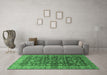 Machine Washable Oriental Emerald Green Traditional Area Rugs in a Living Room,, wshabs3230emgrn