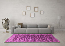 Machine Washable Oriental Purple Traditional Area Rugs in a Living Room, wshabs3230pur