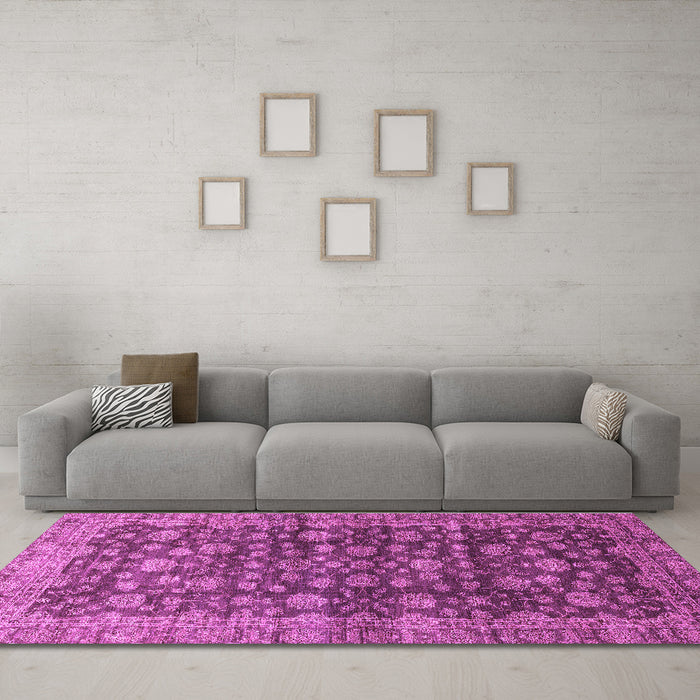 Machine Washable Oriental Purple Traditional Area Rugs in a Living Room, wshabs3230pur