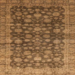 Square Machine Washable Abstract Saddle Brown Rug, wshabs3230
