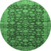 Round Oriental Emerald Green Traditional Rug, abs3230emgrn