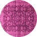 Round Machine Washable Oriental Pink Traditional Rug, wshabs3230pnk