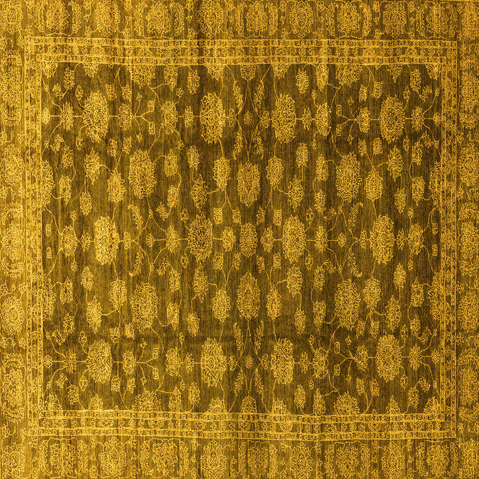 Square Machine Washable Oriental Yellow Traditional Rug, wshabs3230yw