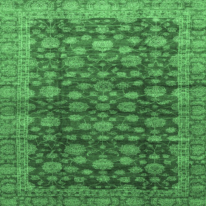 Square Oriental Emerald Green Traditional Rug, abs3230emgrn