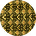 Round Machine Washable Abstract Yellow Modern Rug, wshabs3231yw