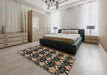 Abstract Brown Modern Rug in a Bedroom, abs3231