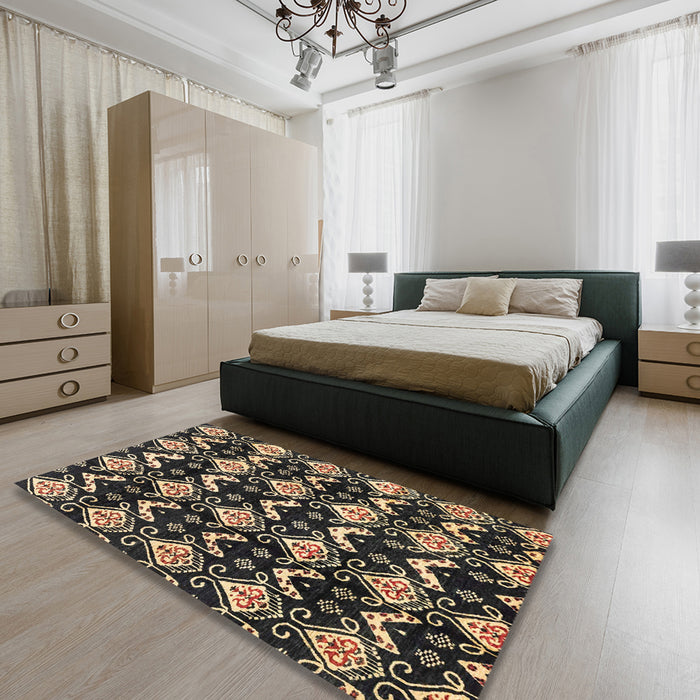 Abstract Brown Modern Rug in a Bedroom, abs3231
