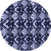 Round Abstract Blue Modern Rug, abs3231blu