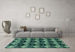 Machine Washable Abstract Turquoise Modern Area Rugs in a Living Room,, wshabs3231turq