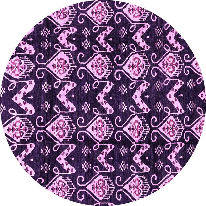 Round Machine Washable Abstract Purple Modern Area Rugs, wshabs3231pur