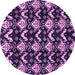 Round Machine Washable Abstract Purple Modern Area Rugs, wshabs3231pur