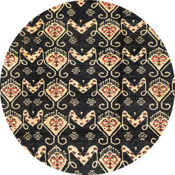 Round Abstract Brown Modern Rug, abs3231