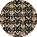 Round Abstract Brown Modern Rug, abs3231