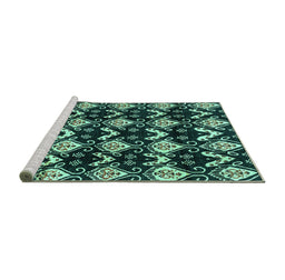 Sideview of Machine Washable Abstract Turquoise Modern Area Rugs, wshabs3231turq