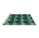 Sideview of Machine Washable Abstract Turquoise Modern Area Rugs, wshabs3231turq