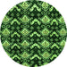 Round Machine Washable Abstract Green Modern Area Rugs, wshabs3231grn