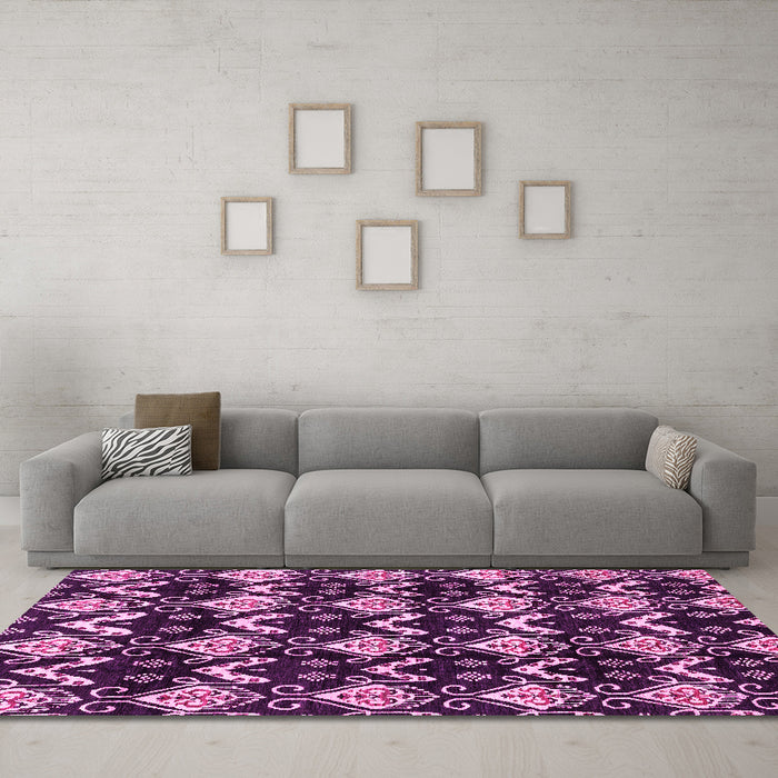 Machine Washable Abstract Pink Modern Rug in a Living Room, wshabs3231pnk