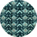 Round Abstract Light Blue Modern Rug, abs3231lblu