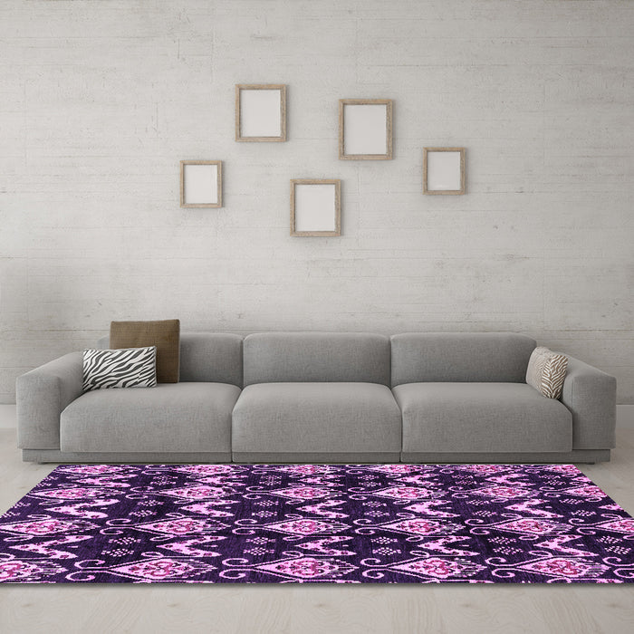 Machine Washable Abstract Purple Modern Area Rugs in a Living Room, wshabs3231pur