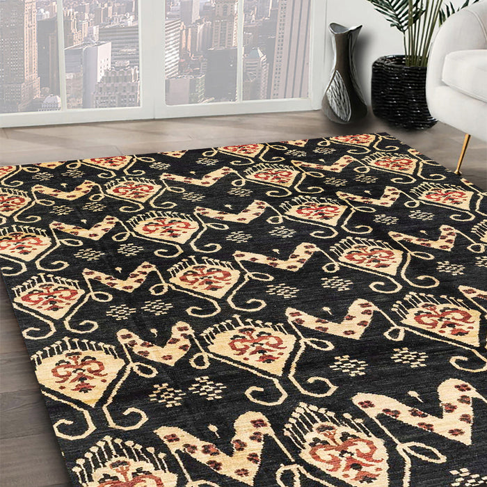 Abstract Brown Modern Rug in Family Room, abs3231