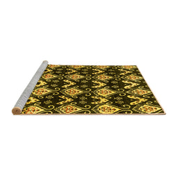 Sideview of Machine Washable Abstract Yellow Modern Rug, wshabs3231yw