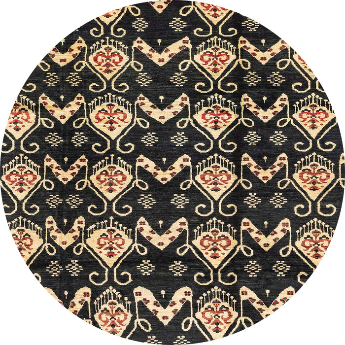 Round Machine Washable Abstract Brown Rug, wshabs3231