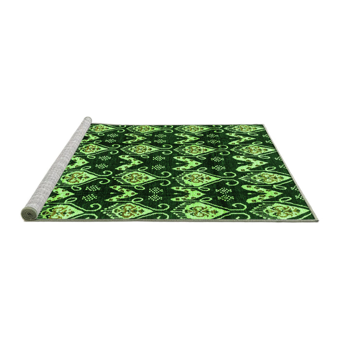 Sideview of Machine Washable Abstract Green Modern Area Rugs, wshabs3231grn