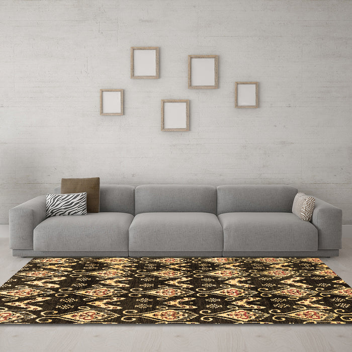 Machine Washable Abstract Brown Modern Rug in a Living Room,, wshabs3231brn