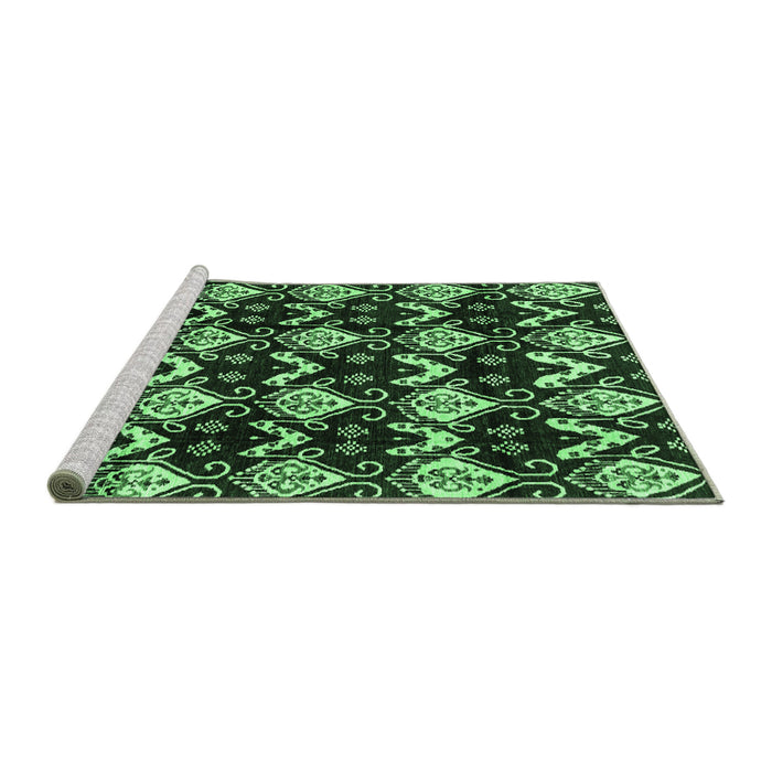 Sideview of Machine Washable Abstract Emerald Green Modern Area Rugs, wshabs3231emgrn