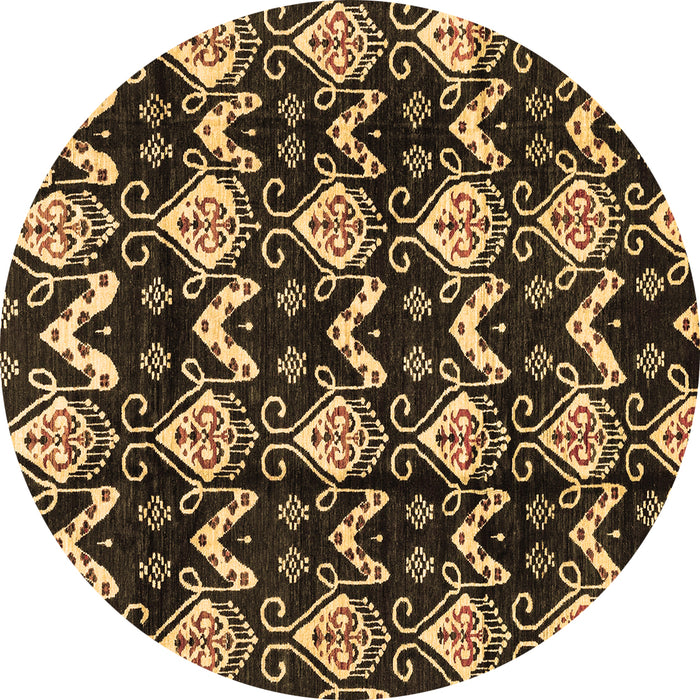 Round Machine Washable Abstract Brown Modern Rug, wshabs3231brn