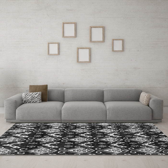 Machine Washable Abstract Gray Modern Rug in a Living Room,, wshabs3231gry