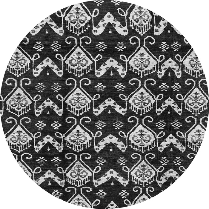 Round Machine Washable Abstract Gray Modern Rug, wshabs3231gry