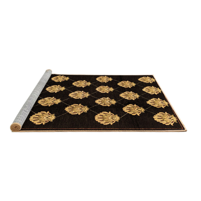 Sideview of Machine Washable Abstract Brown Modern Rug, wshabs3232brn