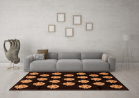 Machine Washable Abstract Orange Modern Rug, wshabs3232org