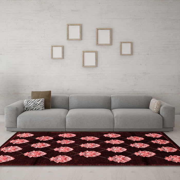 Modern Red Washable Rugs