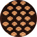 Round Machine Washable Abstract Orange Modern Area Rugs, wshabs3232org