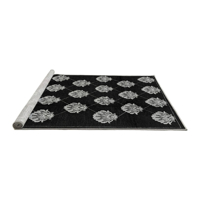 Sideview of Machine Washable Abstract Gray Modern Rug, wshabs3232gry