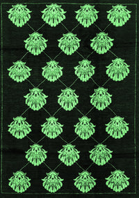 Abstract Emerald Green Modern Rug, abs3232emgrn