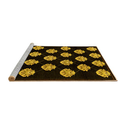 Sideview of Machine Washable Abstract Yellow Modern Rug, wshabs3232yw