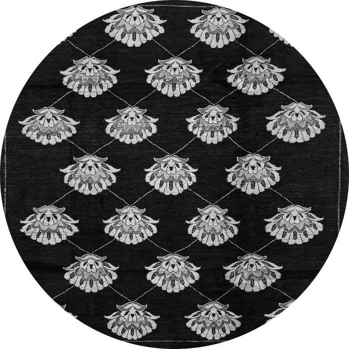 Round Machine Washable Abstract Gray Modern Rug, wshabs3232gry