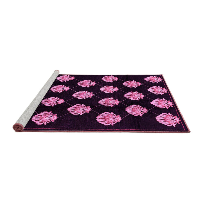 Sideview of Machine Washable Abstract Pink Modern Rug, wshabs3232pnk